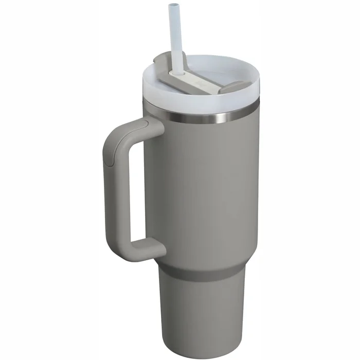 Termosi un termokrūzes Termokrūze ar salmiņu Stanley The Quencher H2.O FlowState Tumbler 1.18l Light Grey